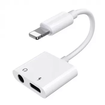 Joyroom adattatore Lightning su Lightning/mini jack 3,5mm, 0,12 m, bianco (S-Y104)