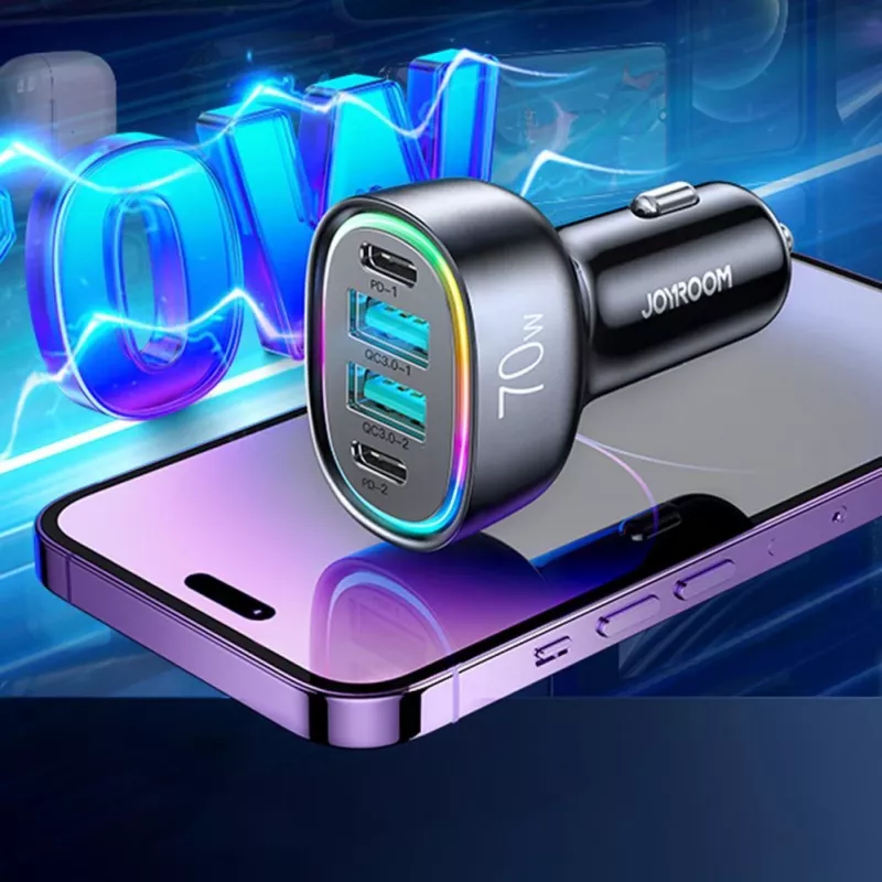Joyroom CL29 caricabatterie da auto 70W 4 porte con 2 USB-C e 2 USB-A, nero