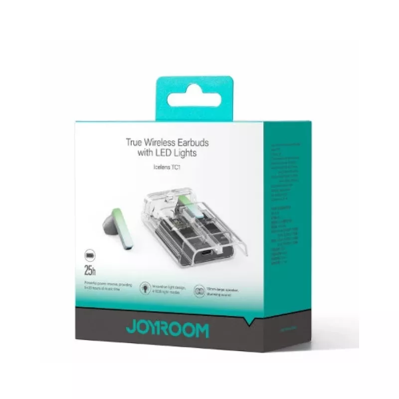 Joyroom IceLens Series auricolari True Wireless con luci LED, Bluetooth 5.3, TWS, AAC, SBC, nero (JR-TC1-BLK)
