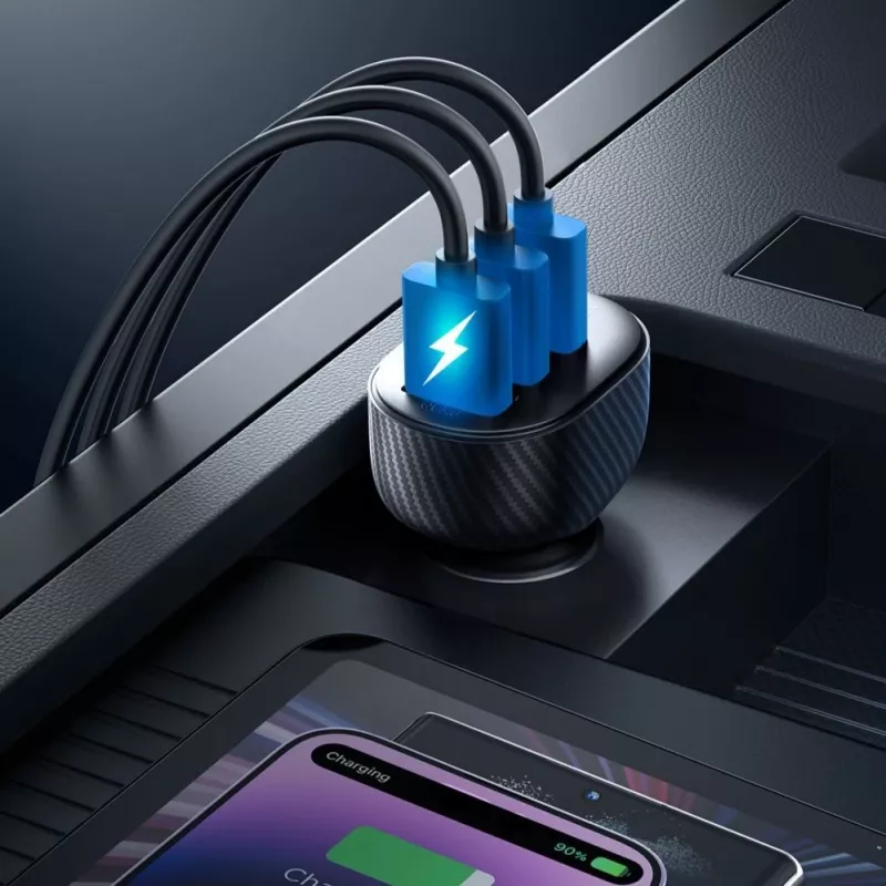 Joyroom JR-CCD03 Caricatore da auto con display digitale, 3x USB-A, 17W, 3,4A, nero
