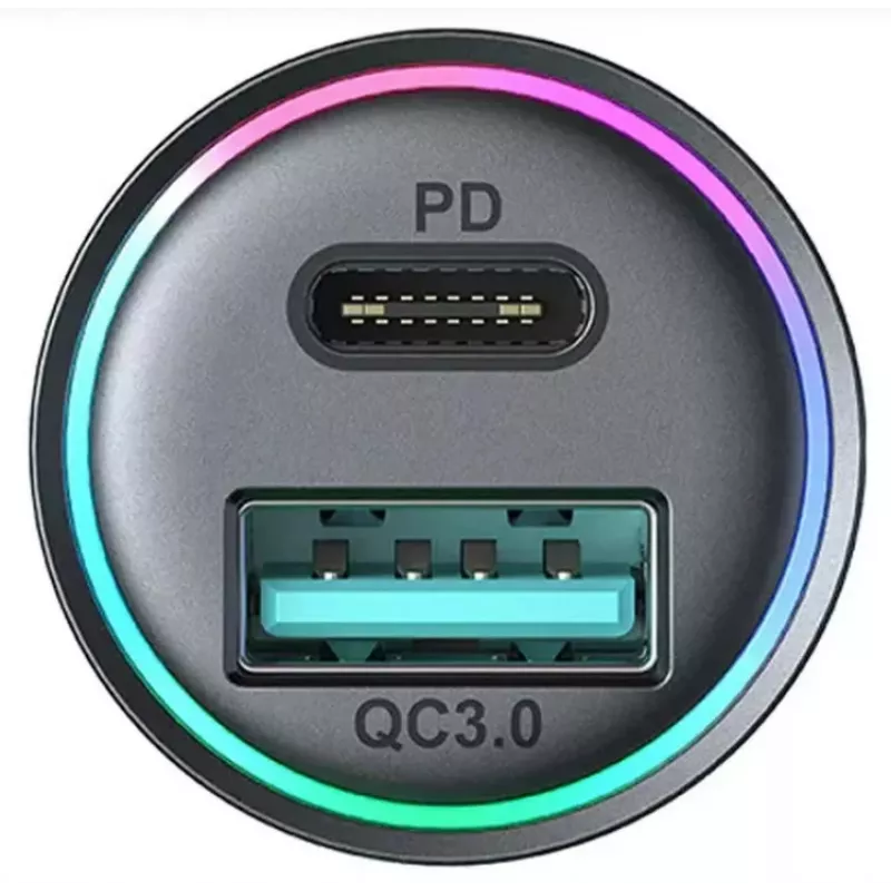 JOYROOM JR-CCN04 caricabatterie auto mini 60W USB-C PD 3.0 e USB-A QC 3.0, nero