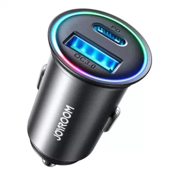 JOYROOM JR-CCN04 caricabatterie auto mini 60W USB-C PD 3.0 e USB-A QC 3.0, nero