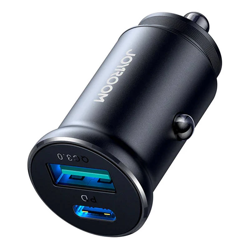Joyroom JR-CCN05 mini caricabatterie da auto 30W USB-A USB-C nero