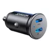 Joyroom JR-CCN06 Mini caricabatterie da auto 30W 2x USB-C metallo nero