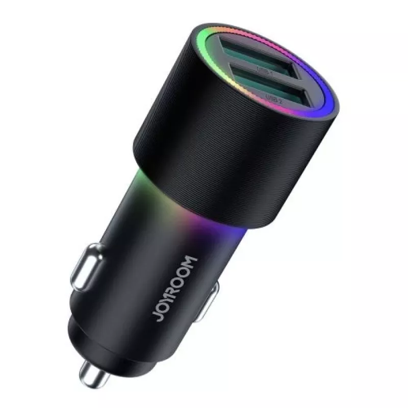 JOYROOM JR-CL10 Caricabatterie da auto 2x USB 24W retroilluminazione LED nero