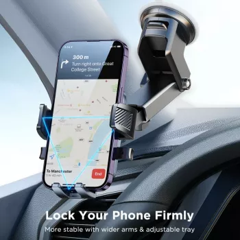 Joyroom JR-OK6 supporto per auto - ventosa per cruscotto e parabrezza - universale per smartphone da 4,7-7,2 pollici - rotazione 360° - nero