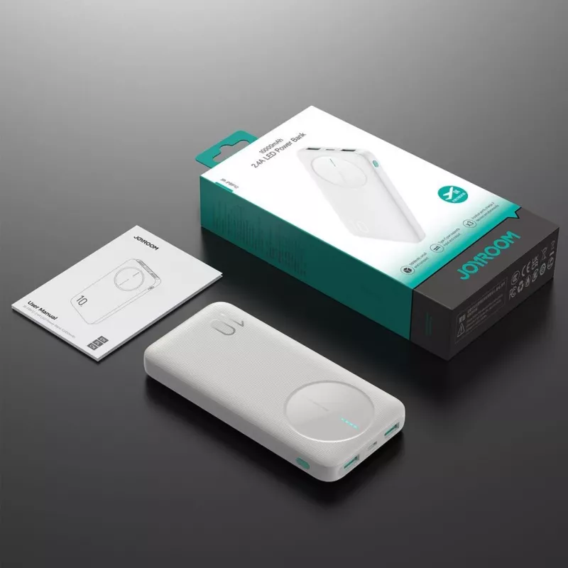 Joyroom JR-PBF12 Power Bank 10000mAh 2.4A Dual USB-A USB-C bianco
