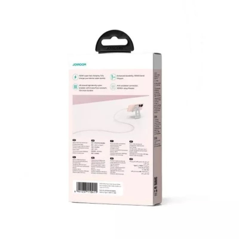 Joyroom serie Multi-Color cavo USB-A a USB-C per ricarica rapida e dati, 100W, 1m, rosa (S-A34)