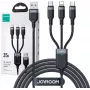 JOYROOM S-1T3018A18 Cavo multi-ricarica 3 in 1 USB-A a USB-C/Micro-USB/Lightning, 30 cm in nylon intrecciato, 3.5A, nero