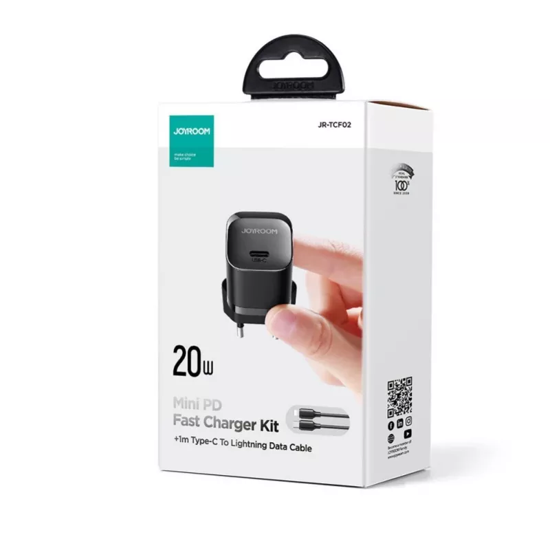 Joyroom caricabatterie mini USB-C 20W PD con cavo USB-C a Lightning - nero