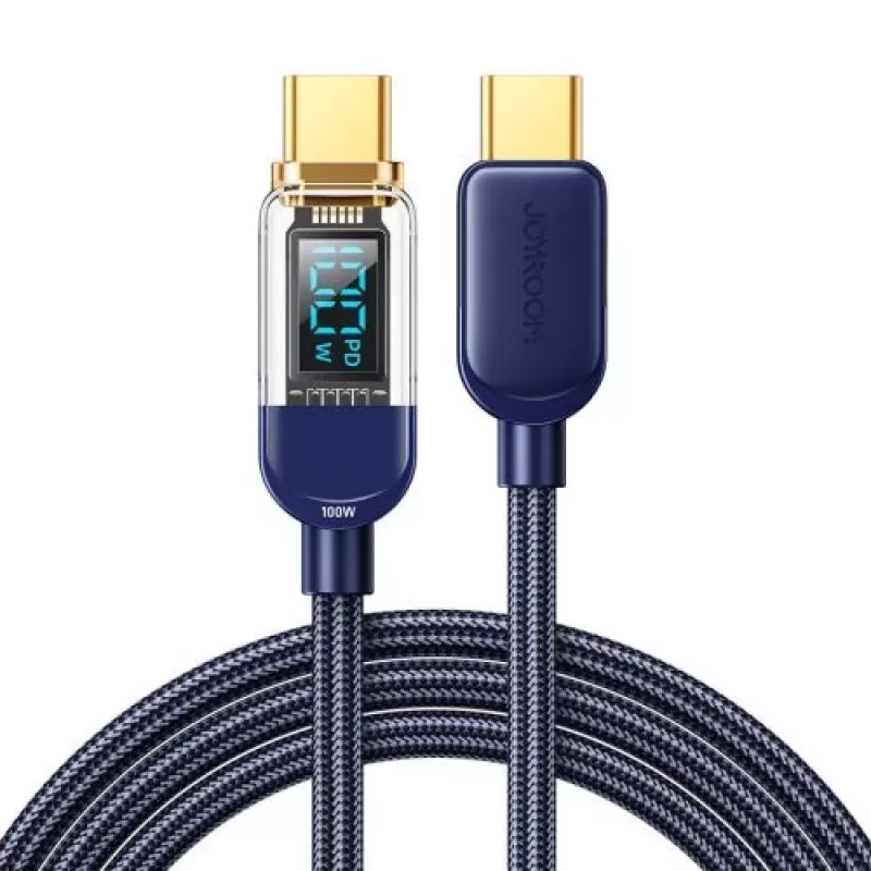 Joyroom Cavo dati USB-C a USB-C 100W, 1,2m con display digitale blu (S-CC100A4)