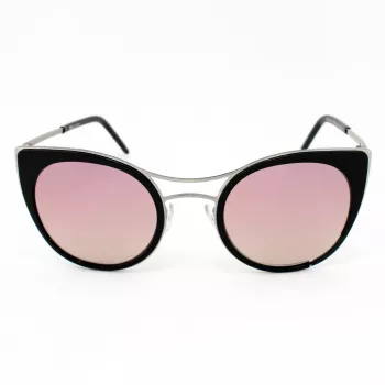 JPLUS Occhiali da sole donna JP3038-01 - montatura in acetato nera, lenti in policarbonato grigie, protezione UV400, 51/25/145 mm