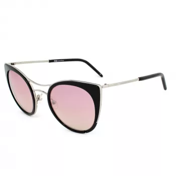 JPLUS Occhiali da sole donna JP3038-01 - montatura in acetato nera, lenti in policarbonato grigie, protezione UV400, 51/25/145 mm
