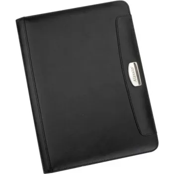 JÜSCHA Alassio MARES I Cartella portadocumenti DIN A4 con calcolatrice, blocco note, tasche per carte, passante per penna, similpelle FINEtouch, nero 96086-1