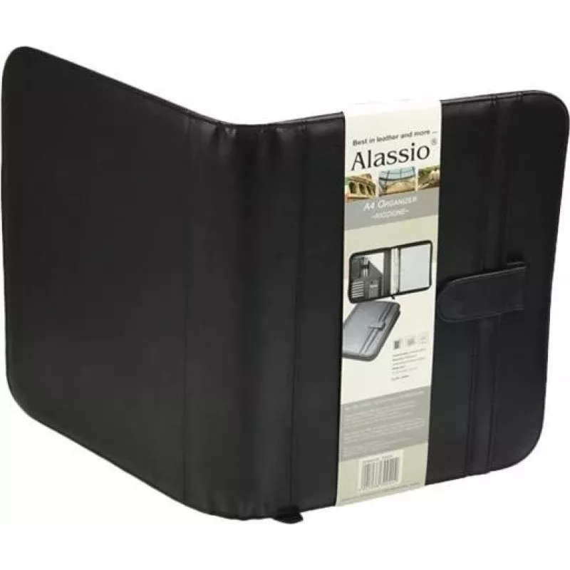 JÜSCHA Alassio RICCIONE cartella A4 con zip in similpelle nero 30040