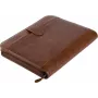 JÜSCHA Alassio VITERBO cartella portadocumenti con zip, similpelle, marrone, A4, 2 passanti per penne, 4 tasche per carte, 2 tasche per documenti, scomparto calcolatrice, scomparto blocco notes, resistente agli schizzi (30053)
