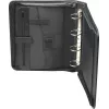 JÜSCHA RIMINI cartella portadocumenti con zip A4 in similpelle nera con scomparto per blocco note, tasche per biglietti, passante per penna, tasca per smartphone