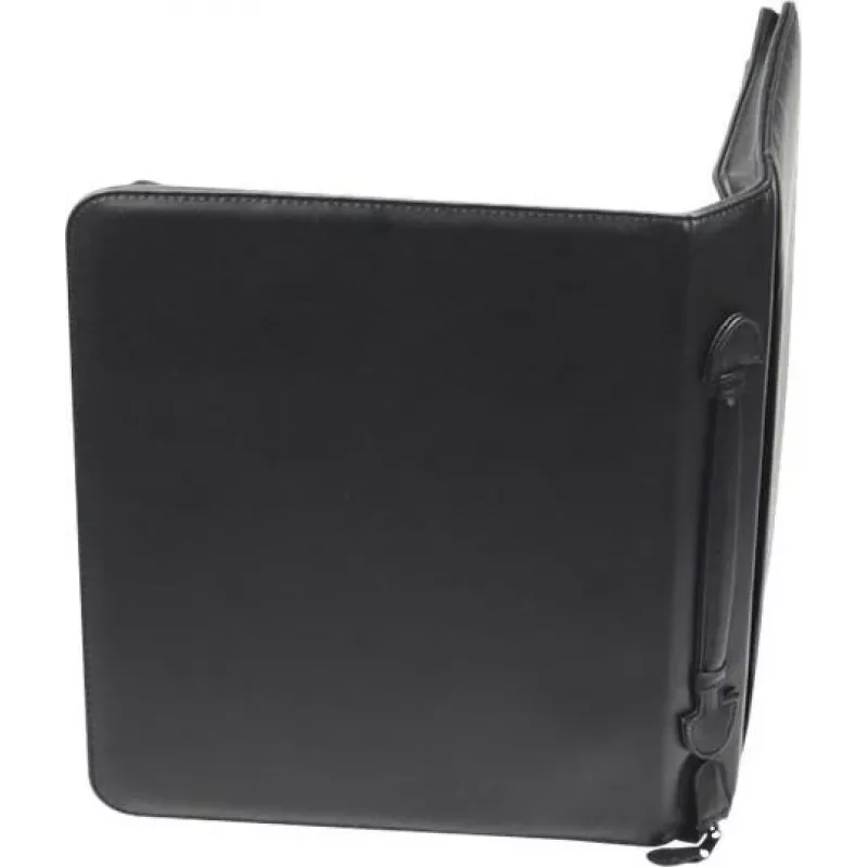 JÜSCHA RIMINI cartella portadocumenti con zip A4 in similpelle nera con scomparto per blocco note, tasche per biglietti, passante per penna, tasca per smartphone