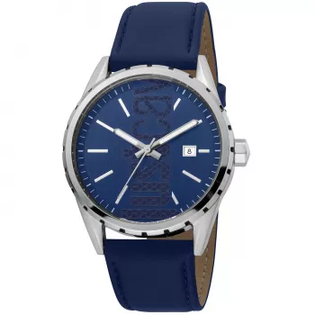 JUST CAVALLI Uomo JC1G082L0095 42mm Orologio al quarzo analogico quadrante blu cinturino in pelle