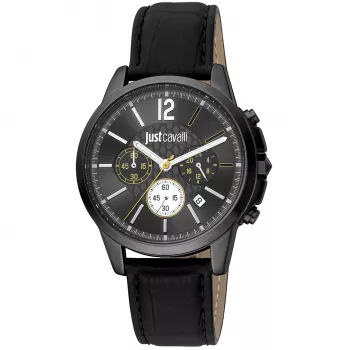 JUST CAVALLI MAN JC1G175L0245 Orologio al quarzo analogico 42mm quadrante blu cinturino in pelle marrone