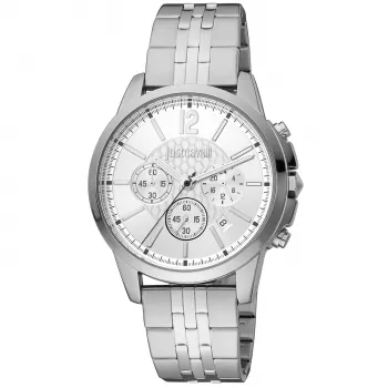 JUST CAVALLI MAN JC1G175M0255 orologio da polso analogico al quarzo 42mm cinturino in acciaio inox mesh quadrante nero