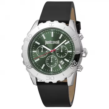JUST CAVALLI MAN JC1G214L0015 46mm orologio analogico al quarzo quadrante nero cinturino in pelle nero