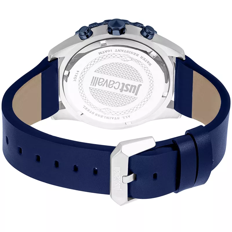 JUST CAVALLI UOMO JC1G214L0045 Orologio 44mm quadrante blu cinturino in pelle