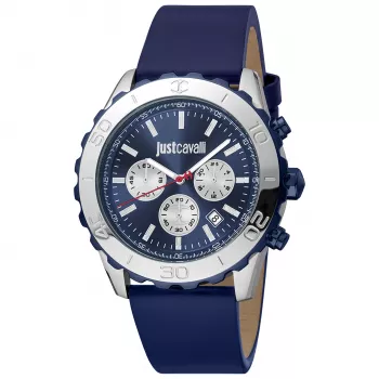 JUST CAVALLI UOMO JC1G214L0045 Orologio 44mm quadrante blu cinturino in pelle