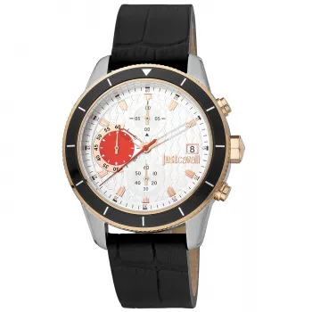 JUST CAVALLI MAN JC1G215L0035 42mm Orologio analogico al quarzo quadrante nero cinturino in pelle nero