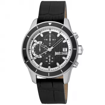 JUST CAVALLI UOMO orologio JC1G215L0015 42 mm quadrante nero cinturino in pelle