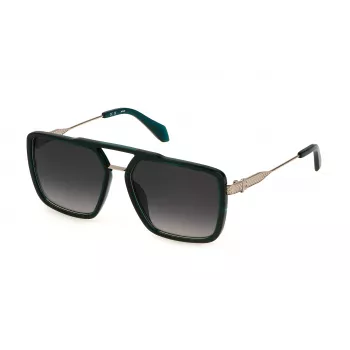 JUST CAVALLI occhiali da sole uomo SJC040-580G61 - montatura geometrica in plastica full rim con lenti in policarbonato, protezione UV400, 58 mm larghezza lente