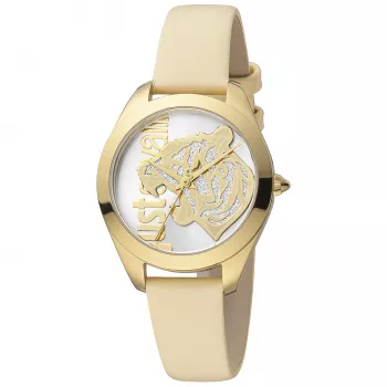 JUST CAVALLI Orologio donna JC1L210L0015 32mm quadrante argentato cinturino in pelle marrone
