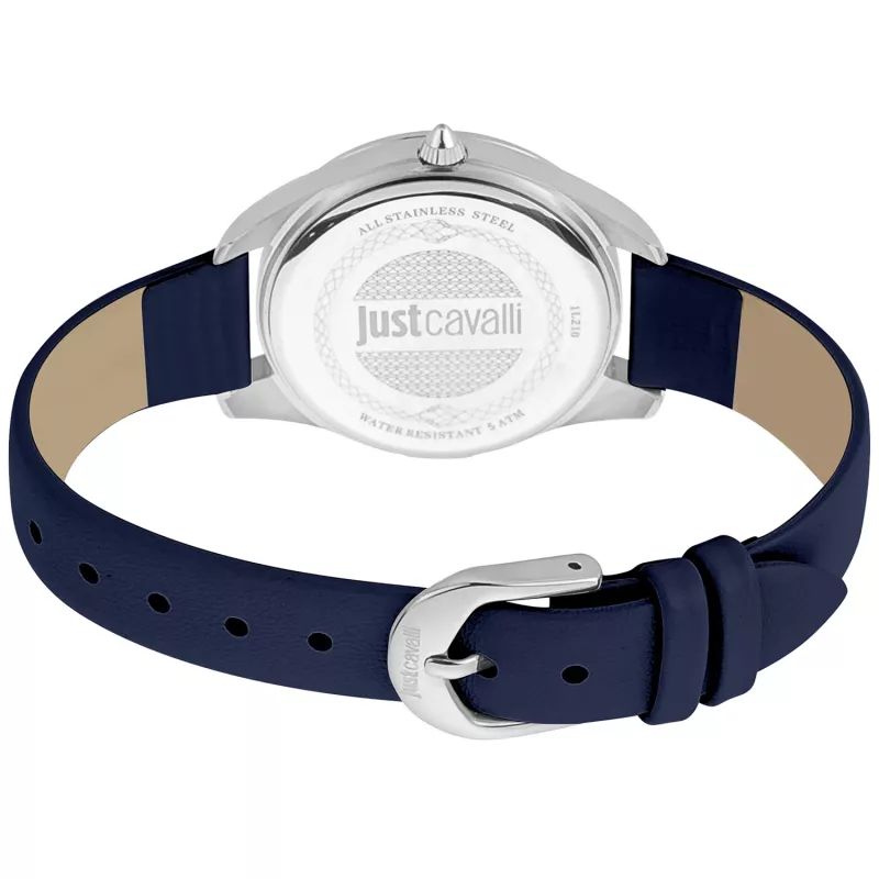 JUST CAVALLI Orologio donna JC1L210L0115 32mm quadrante argento cinturino in pelle bianco
