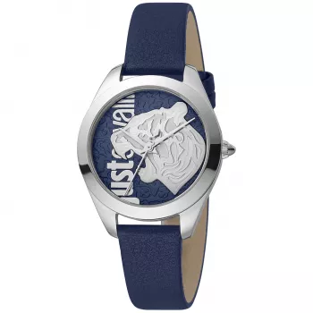 JUST CAVALLI Orologio donna JC1L210L0115 32mm quadrante argento cinturino in pelle bianco