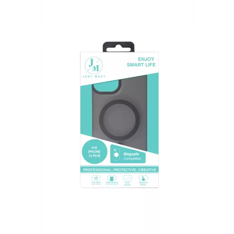 JUST MUST JM MAGSAFE SILK FROST I Custodia per iPhone 16 Plus nera