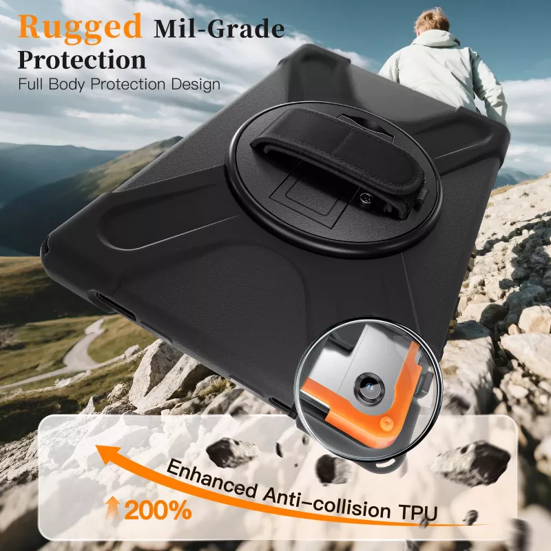 JUST MUST JM Rugged Case Grip per Samsung Galaxy Tab A11+ con tracolla nero