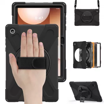 JUST MUST JM Rugged Case Grip per Samsung Galaxy Tab A11+ con tracolla nero
