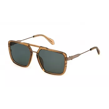 JUSTCAVALLI occhiali da sole uomo SJC040-580913 havana marrone sfumato quadrati acetato 58mm