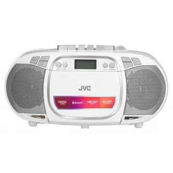 JVC RC-E451W lettore CD portatile con radio FM/AM, ingresso AUX, Bass Boost, bianco