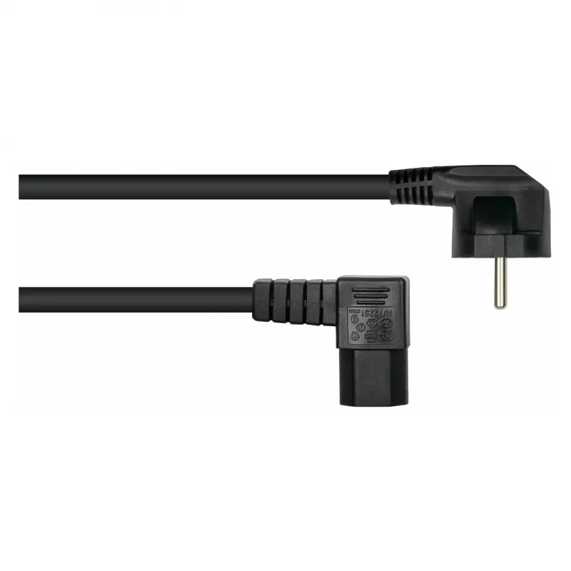 Kabelmeister cavo di alimentazione 3m, CEE 7/7 Schuko su IEC C15, a 90°, nero