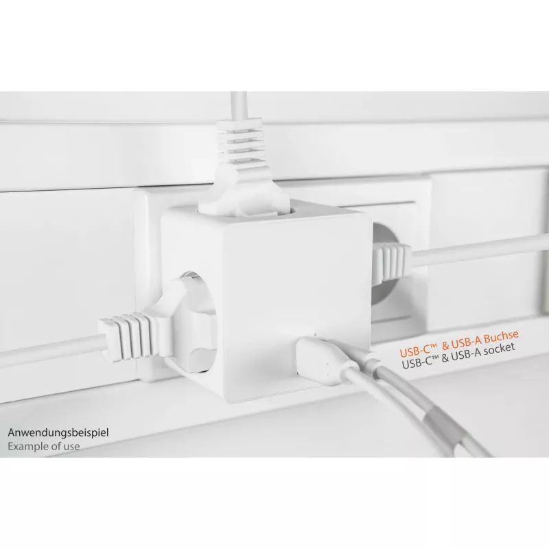 KABELMEISTER cubo presa con 3x prese Schuko, USB-C 20W PD 3.0 e USB-A 18W, 1,5m, bianco
