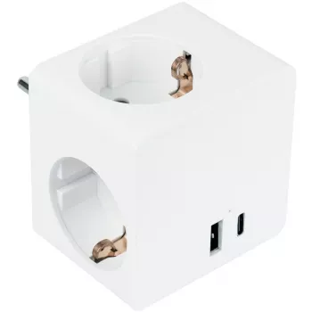 KABELMEISTER cubo presa con 3x prese Schuko, USB-C 20W PD 3.0 e USB-A 18W, 1,5m, bianco