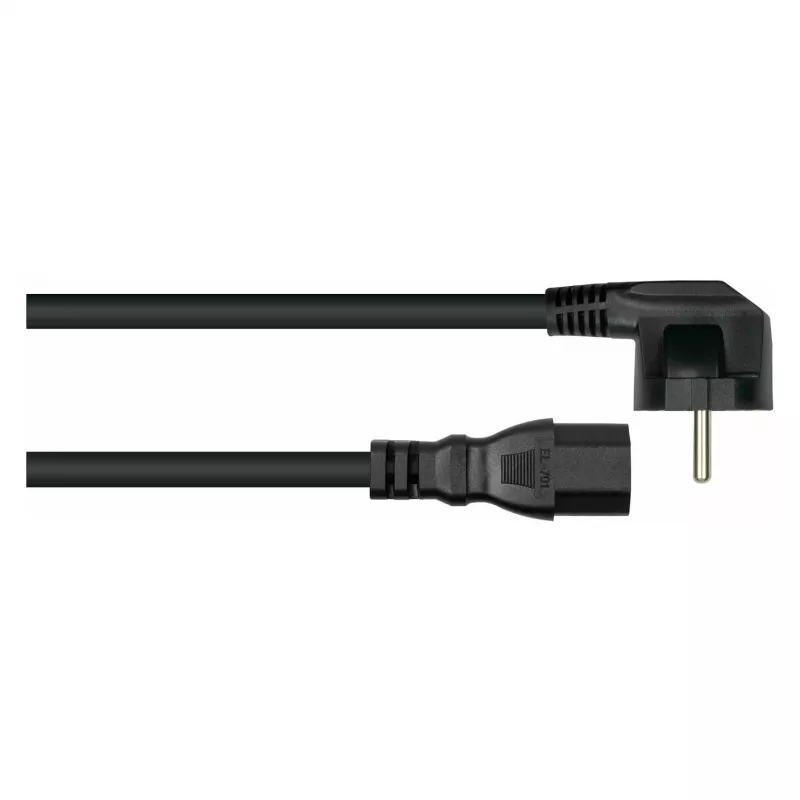 Kabelmeister Cavo di alimentazione da spina Schuko (piegata a 90°) a C15, nero, 1 m