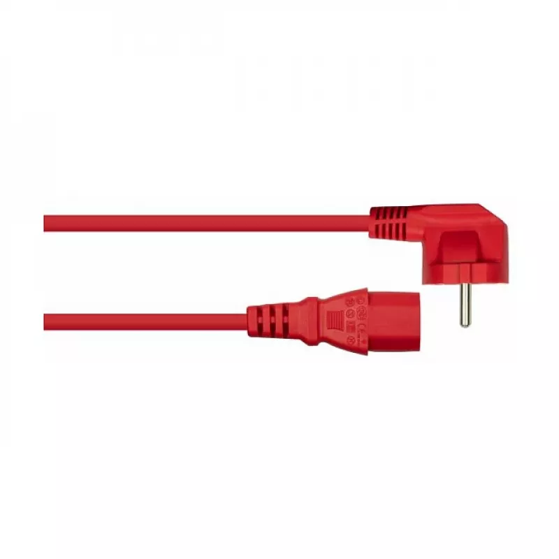 Kabelmeister Cavo di alimentazione Schuko a C13, angolare 90°, rosso, 3m