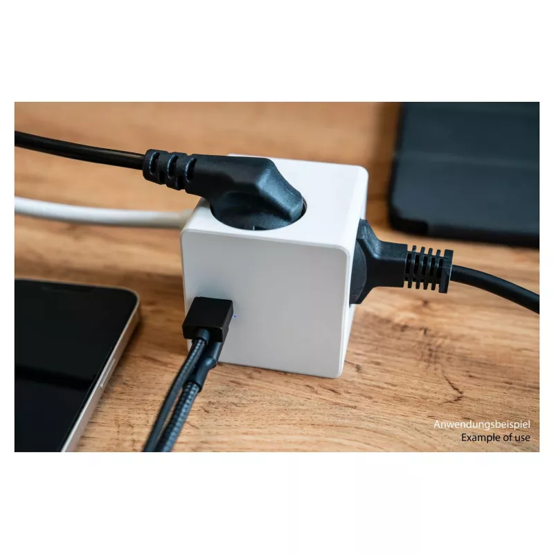 kabelmeister cubo presa 3 prese con USB-C e USB-A, bianco, 2m