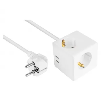 kabelmeister cubo presa 3 prese con USB-C e USB-A, bianco, 2m