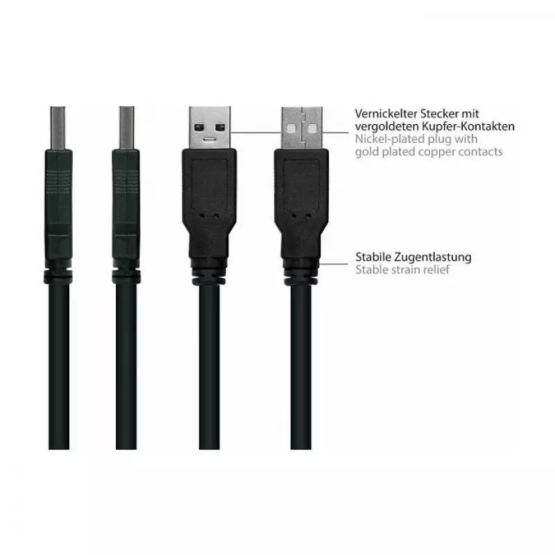 Kabelmeister cavo di prolunga USB 2.0, Type-A maschio a Type-A femmina da pannello, 1 m, nero