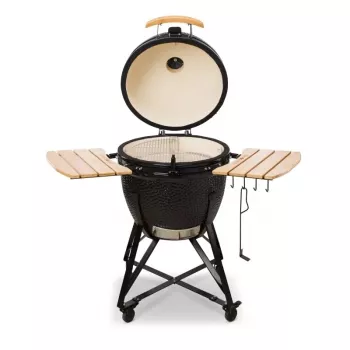 Kamado Bono Grande grill in ceramica 23 inch barbecue a carbone con carrello, nero