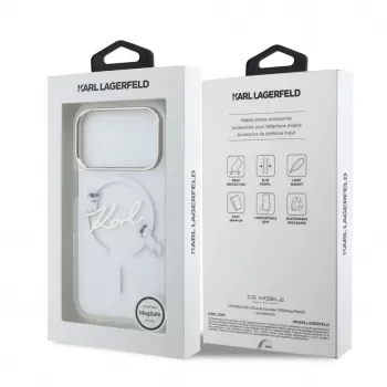 Karl Lagerfeld Apple iPhone 18 Pro Max HC MagSafe IML Clear Case con logo Karl Script trasparente