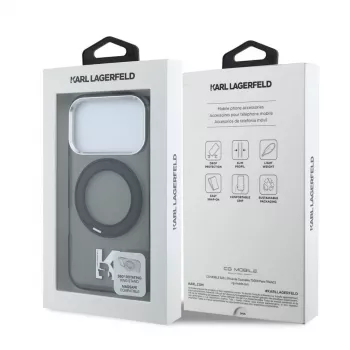 Karl Lagerfeld IML Ring Stand 360 Kameo Metal cover MagSafe per iPhone 18 Pro Max / 17 Pro Max - nero
